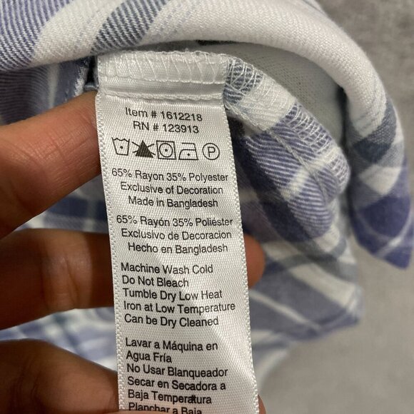 NEW Jachs Girlfriend Women's XXL Biue & White Plaid Button-Down Shirt - Picture 6 of 9